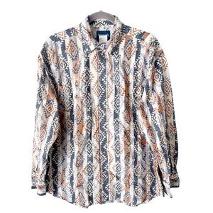 Wrangler Shirt Men's XL Pearl Snap Western Southwestern Aztec Print Yellowston